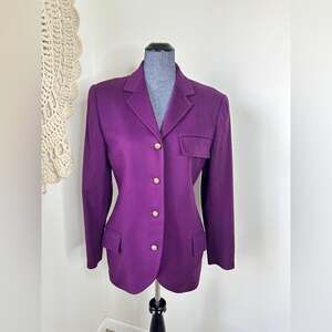 Gianni Versace Vintage 80s Deep Purple Wool Women's Blazer Size Medium